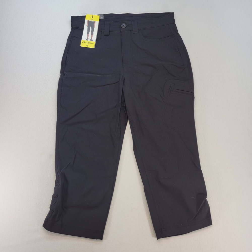 Eddie Bauer Rainier Capri Womens 6 Black Hiking Outdoor Stretch UPF 50 1258037